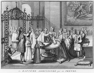 Priest baptising, illustration from 